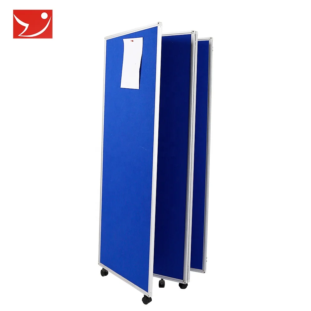 Partition wall,Four screens multi-color folding nail board, hanging cardboard, easy installation, with brake pulley
