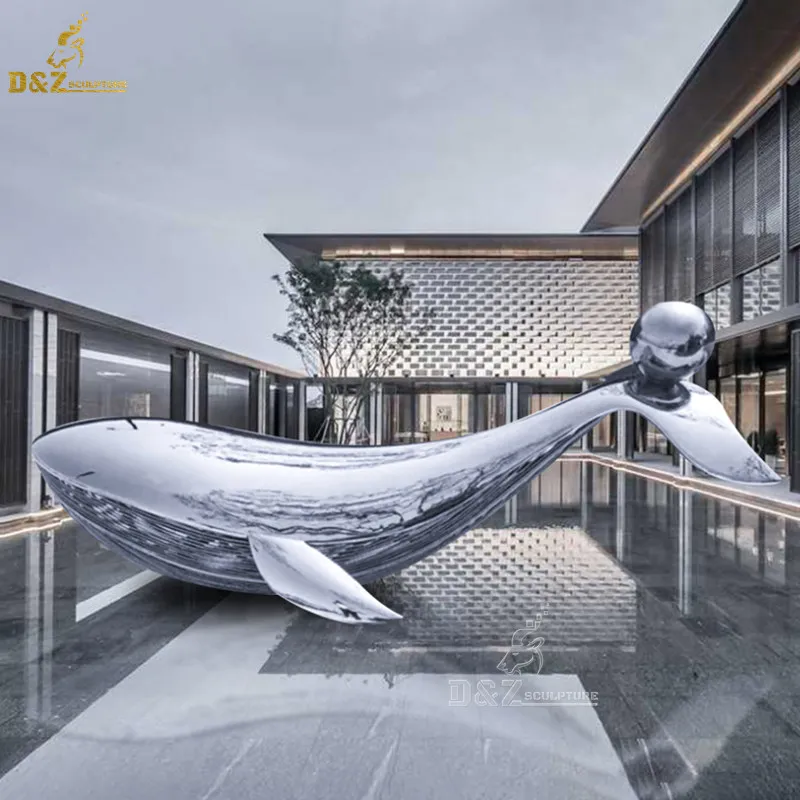 Garden Decorative Sculpture Metal Craft Life Size Stainless Steel Dolphin Pool Statue