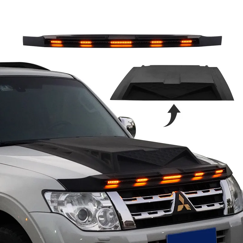 car hood protector custom  bonnet trim exterior accessories bonnet guard light for mitsubishi pajero montero v97  2006-  2015-