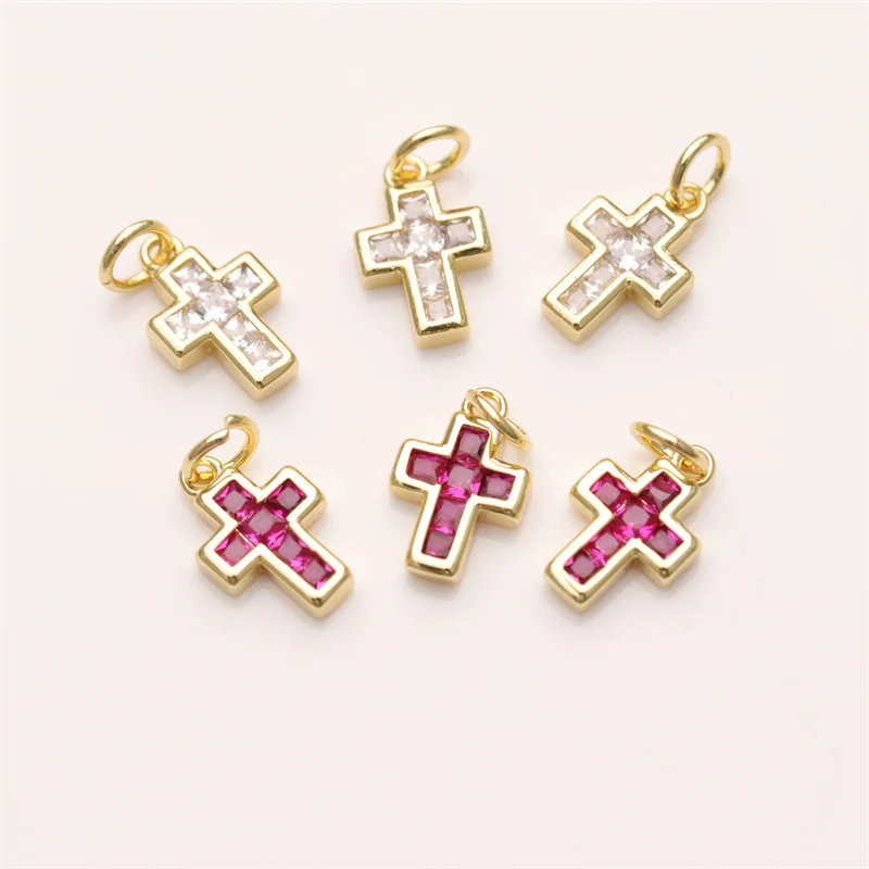 Wholesale  18K Brass  Gold Plated Cross Charms For Bracelet Making DIY