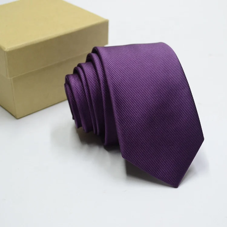 Top quality 21 colors cheap 6cm popular neck ties slim stock polyester solid skinny mens ties necktie