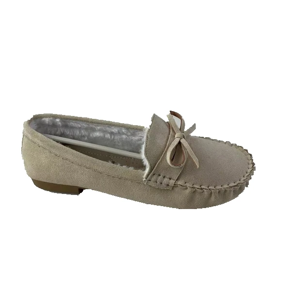 Warm lab classic daily wear winter warm suede leather sheepskin moccasins for ladies