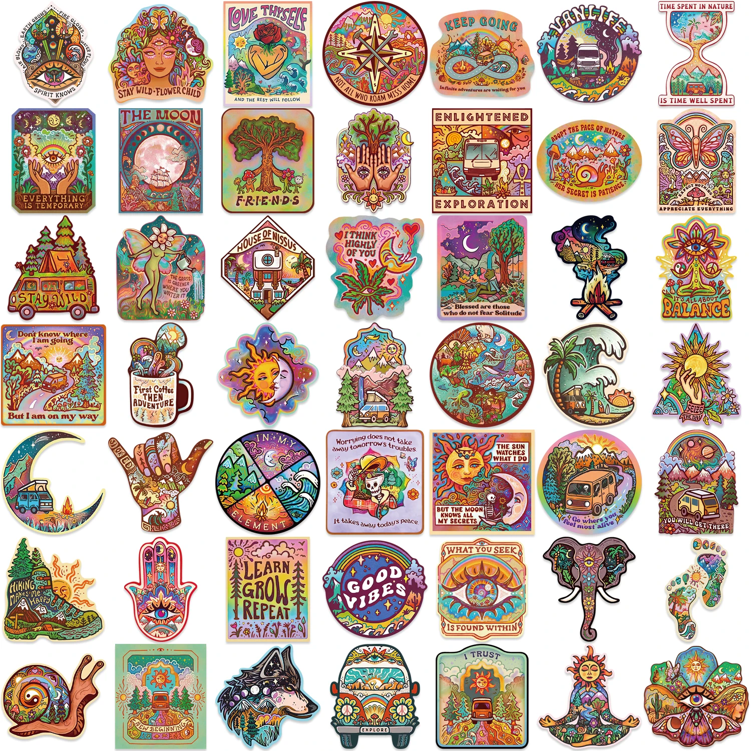 50pcs Fun camping Cartoon Graffiti Sticker Decorative  Phone Case Diary Laptop Pvc Waterproof Stickers Toys Decals Wholesale