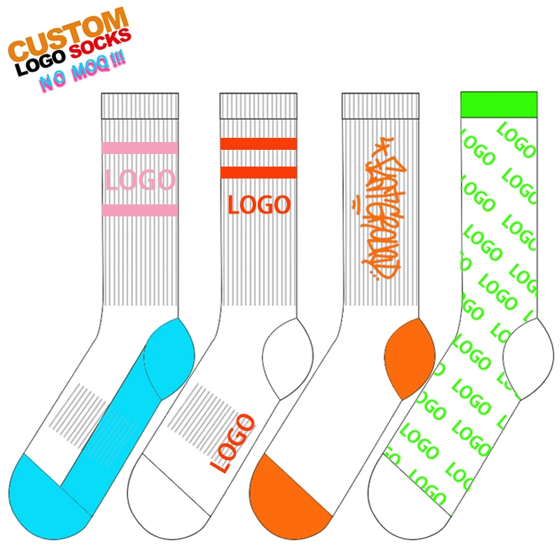 Custom Logo  No Minimum Order  Own Fashion  Embroidery Jacquard cute colorful womens Cotton Crew Socks