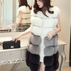 Fashion Factory wholesale custom spot Winter Fake Fur Coats High quality Women long Faux fur sleeveless coat luxury fur jacket