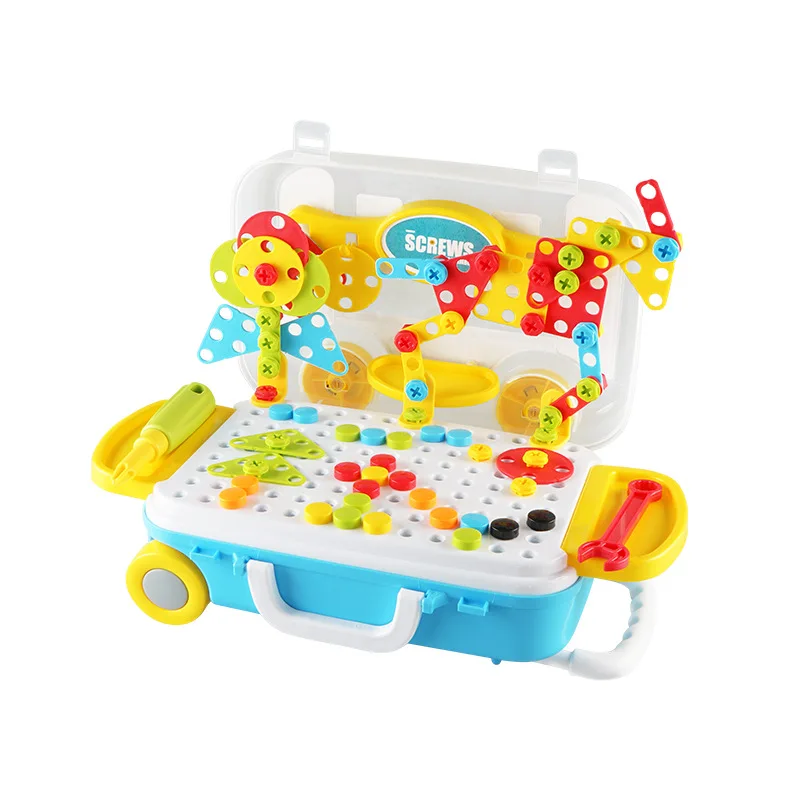 137PCS Educational DIY Toy draw-bar box 3D Screws Puzzle For Kids