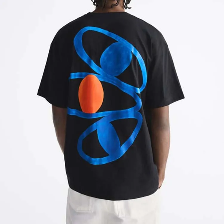 Korean fashion flame pattern men t shirts front contrast graphic prints t shirt