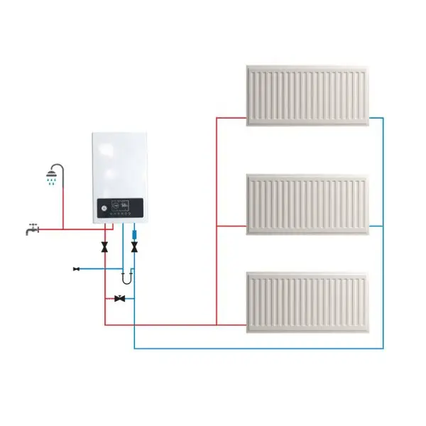 combi system double pressure boiler 24kw boiler radiant heat electric home central heating boiler