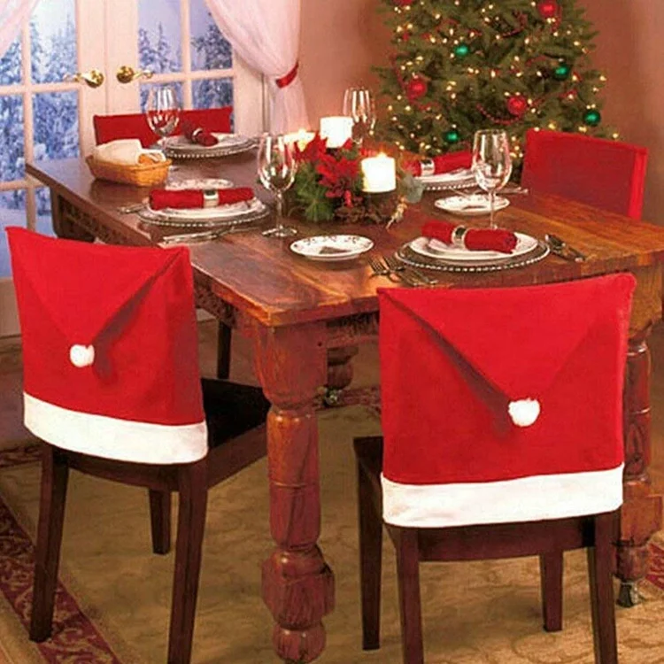 Идея для нового продукта 2019, чехол на стул для рождественского банкета в виде шапки Санты, украшение для кухни, обеденного стола, вечеринки