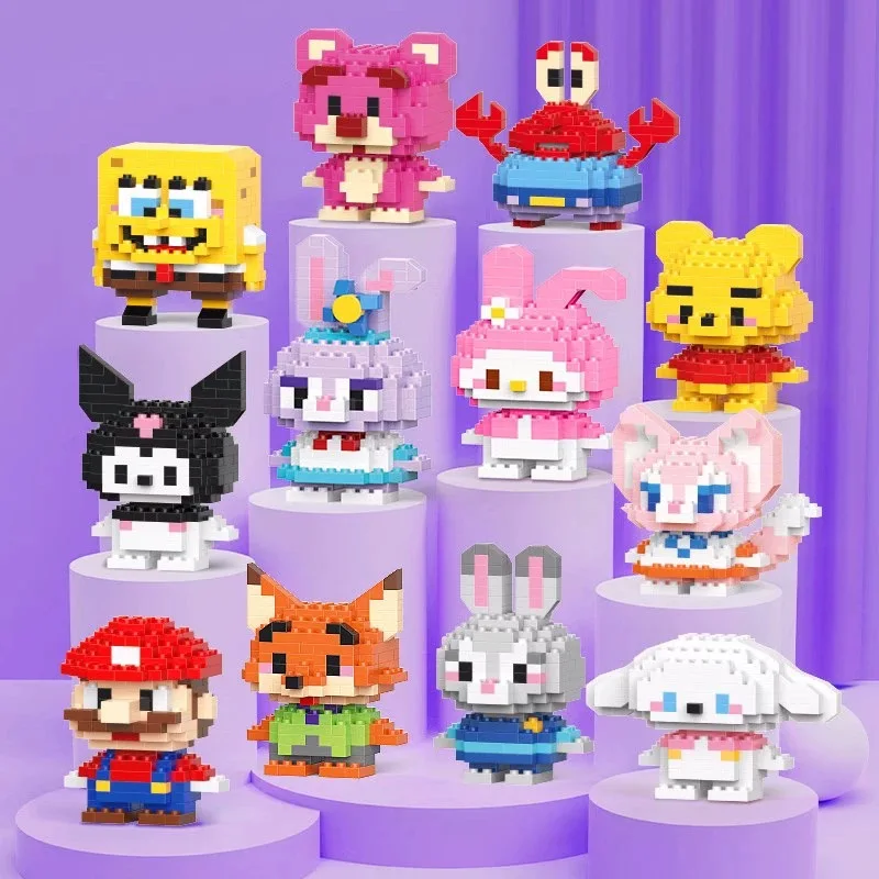 Free Sample Building Blocks Kit Brick Cartoon Character Animals Model Educational Games Toys Pokemoned Block for Children