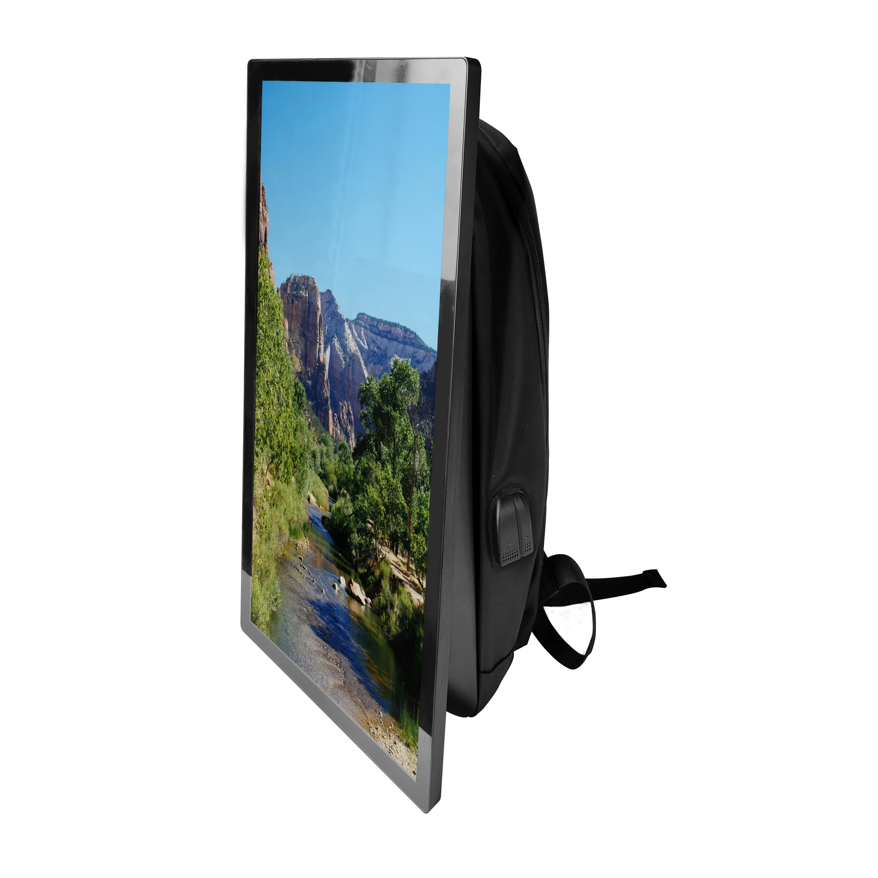 Rechargeable 21.5 23.8 27 32 inch Backpack Billboard Advertising Player Indoor Outdoor Digital Billboard