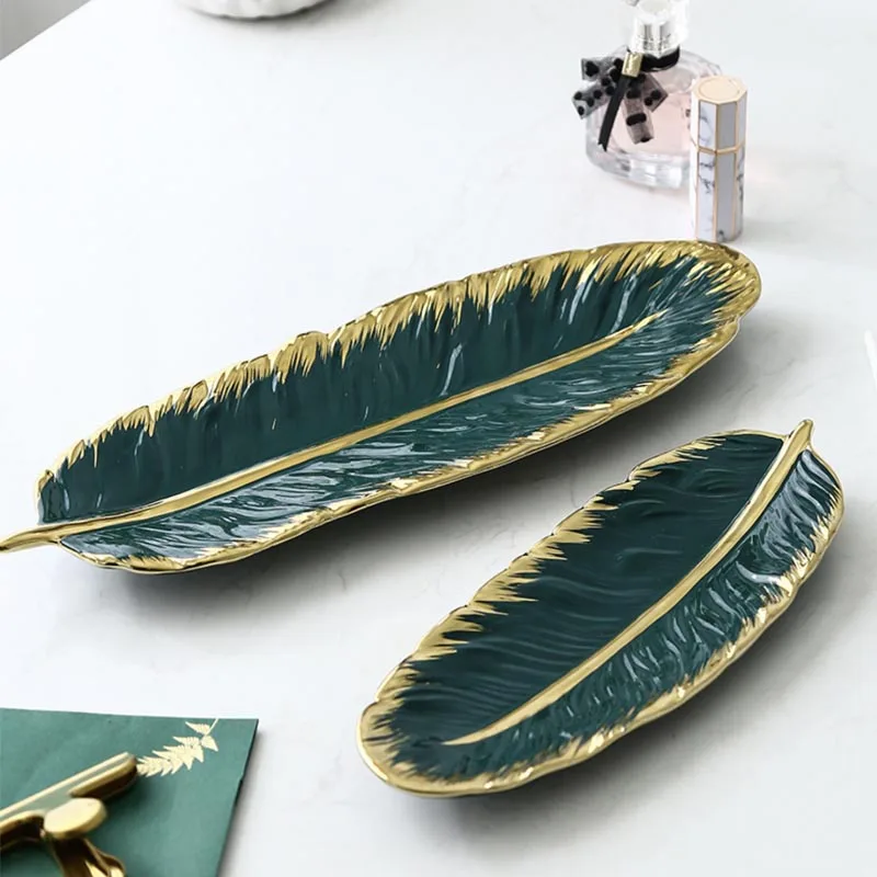 
European-style ceramic tableware creative banana leaf plate snack plate storage tray storage plate 