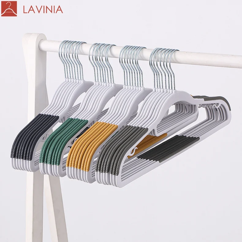 Lavinia Plastic Hanger Black Grey Color Non Slip Space Saving Clothes Hangers