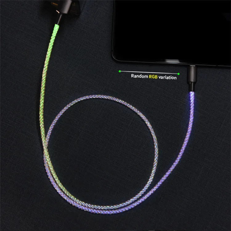 High Quality LED Shining USB Type-C Data Cable Mobile Phone Charging Cables for iPhone for Samsung Cell Phone Charging Cables
