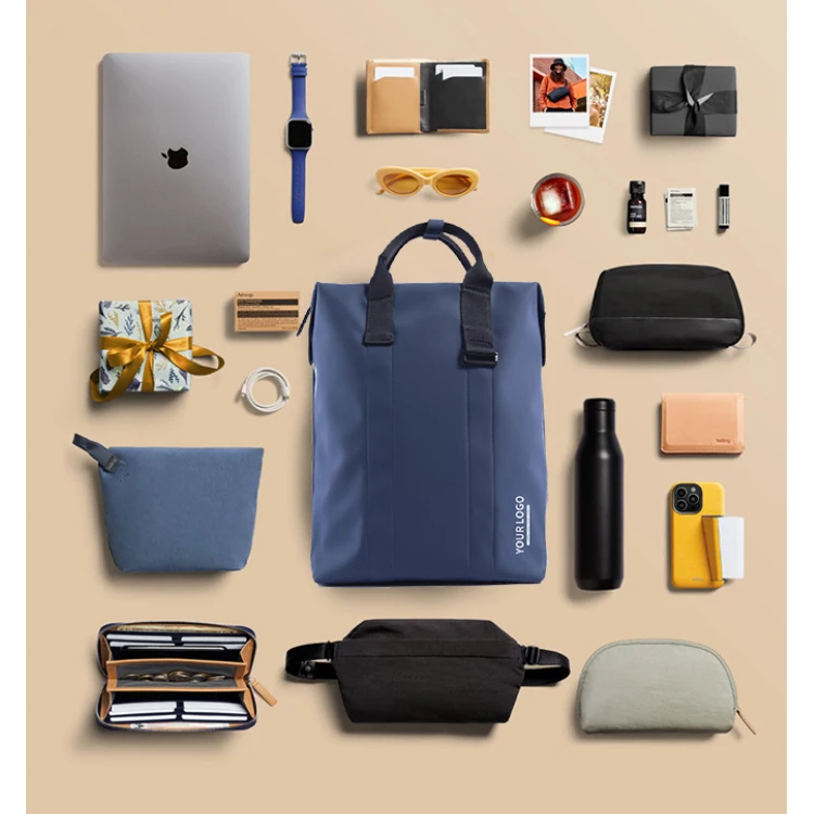 Custom Polyester Unisex Travel Rolltop Backpack Men Laptop Rolling Bag Convertible Casual Roll Top Waterpoof Backpack