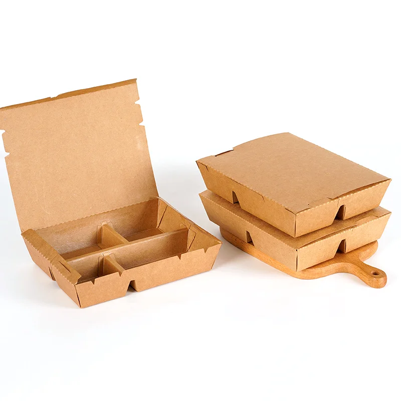 Biodegradable Custom Catering Food Boxes Recycled Paper Food Packaging Take Out Fast Food Packaging Paper Boxes