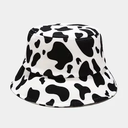 Wholesale autumn winter new felt fisherman hat fashion cow pattern animal print bucket hat warm winter bucket hats