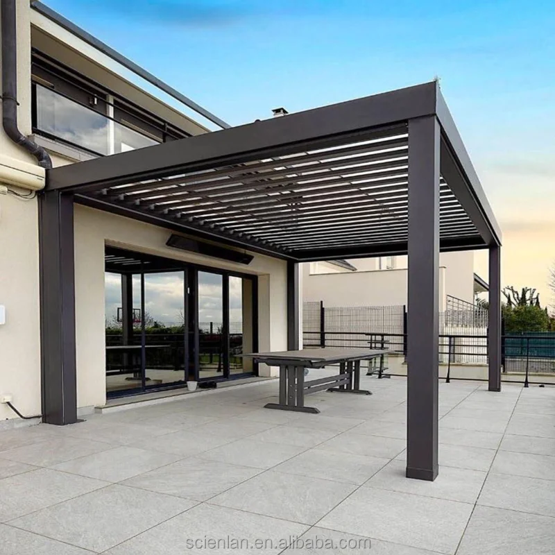 Hot Sales Manual Motorized Easy And Fast Setup Aluminum Pergolas Terrace Roof Rainproof Garden Louver Aluminum Pergola