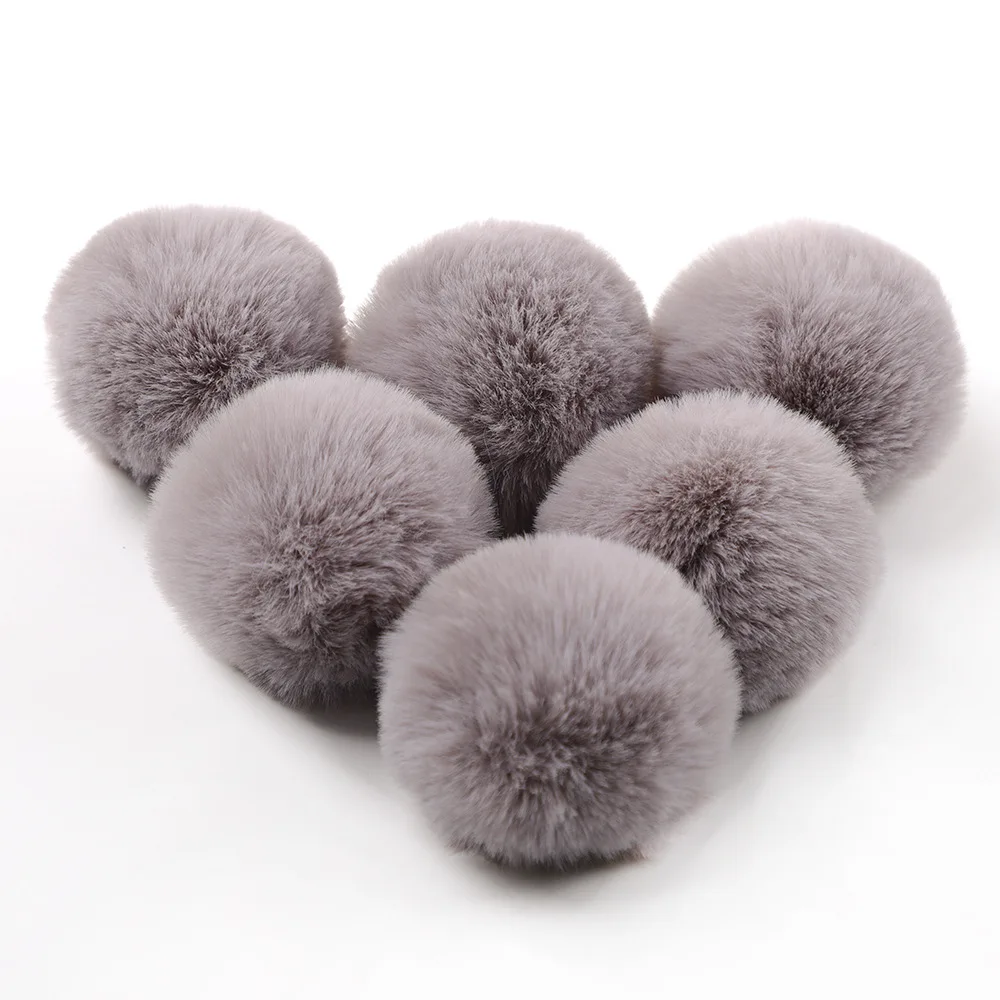 high quality 6cm size rabbit fur pompom shoes booties slippers use light pink faux fur ball pom pom