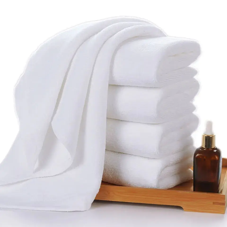 Luxury White Hotel Bathroom 100% Cotton Bamboo Bath Towels