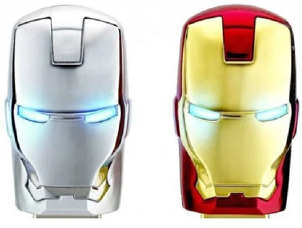 Smart Iron Man Head Blue Eyes Light Up Super Hero 64GB USB Flash Thumb Drive Storage Device