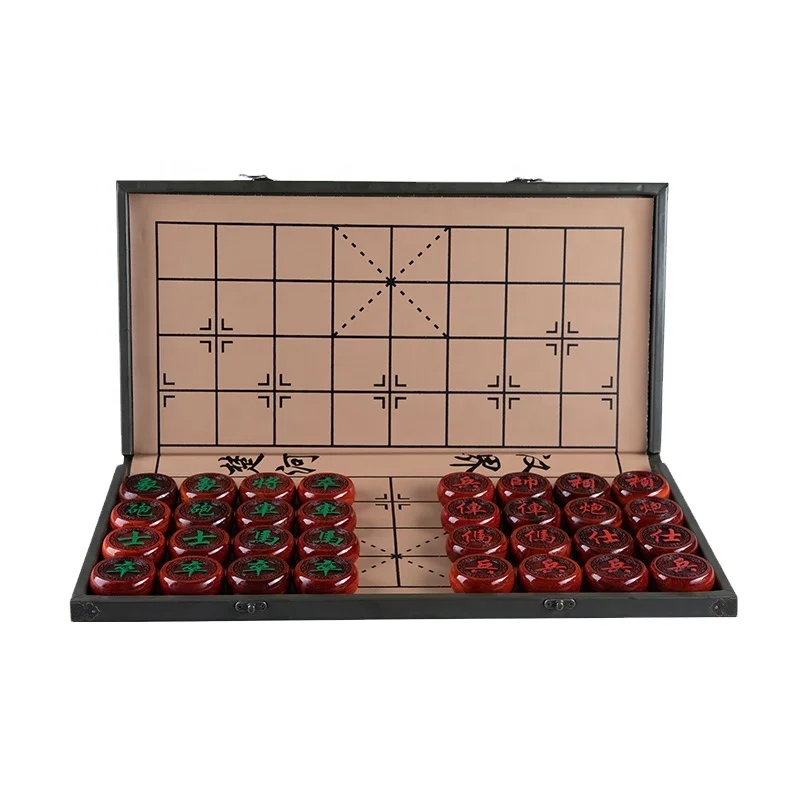 Caoxian Huashen Factory Direct High Quality Sandalwood Wooden Chinese Chess Set Polished Engraved Modern DIY Tray Inspired Love