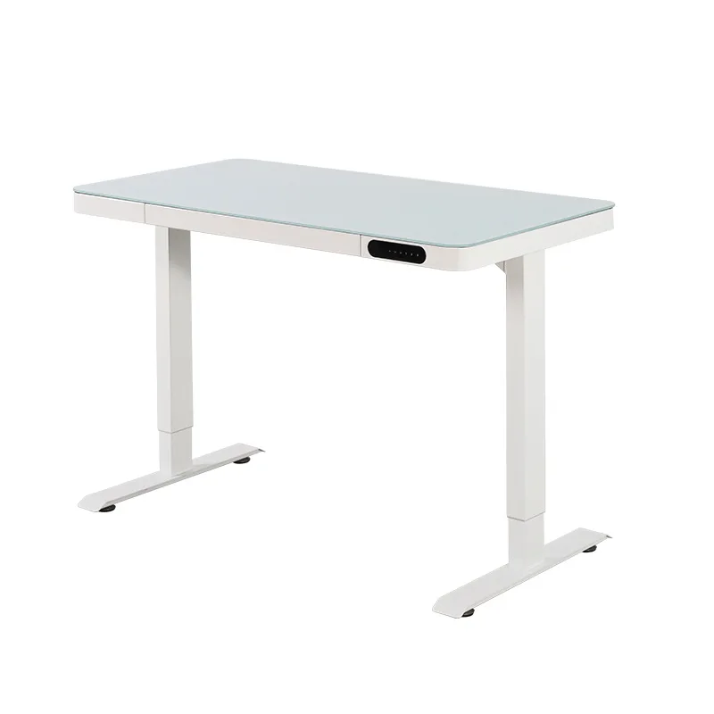 White glass desktop wireless charging three speed memory USB standing desk