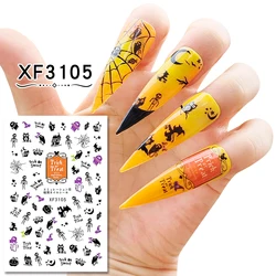 Missbloom Nail Decals For Halloween Skull Ghost Pumpkin Head Terrorist Halloween Nail Art Stickers