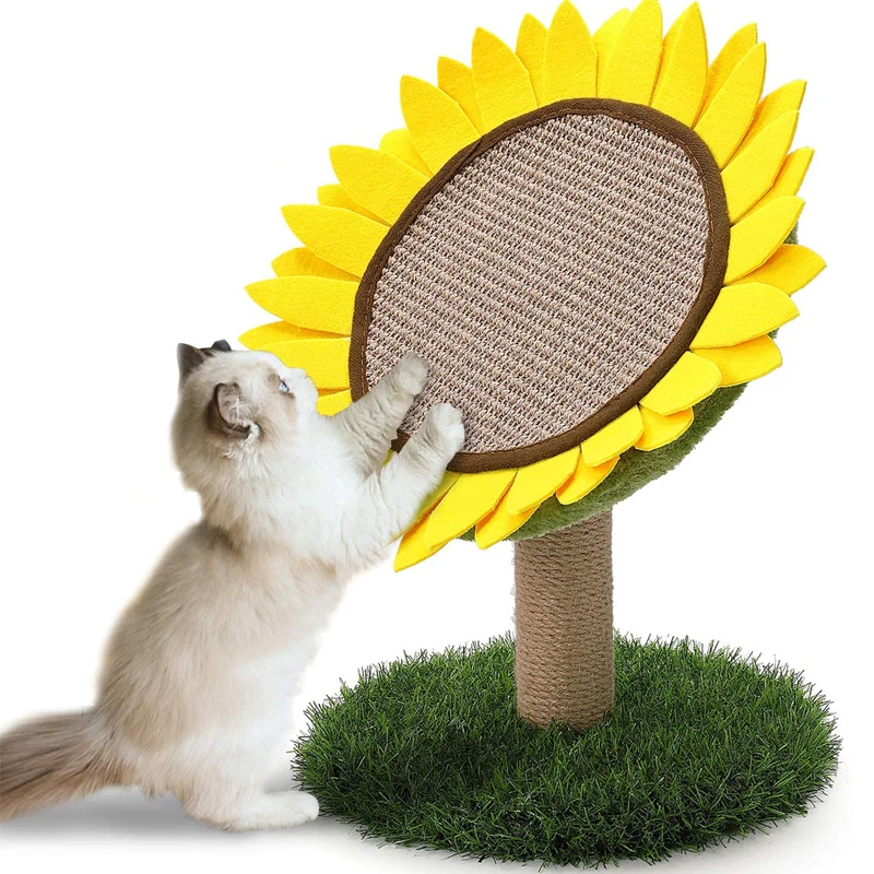 Novel design round cat scratching post small sisal claw sharpener sunflower cat tree scratcher cat toy