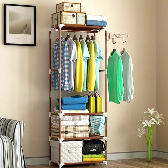 Clothing rack frame non-woven stainless steel simple assembly bedroom furniture coat rack