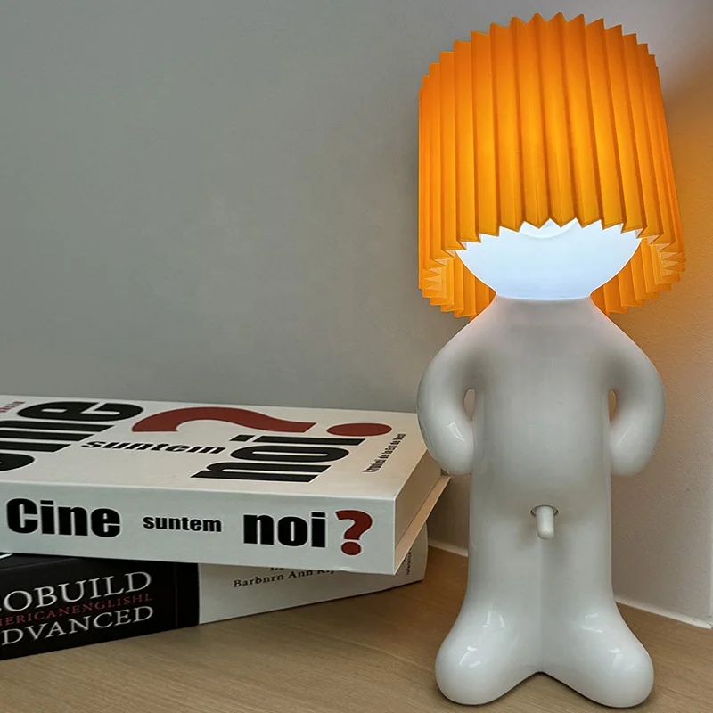New product ideas 2024 Creative Modern Night Lamp Round Head Standing Naughty Little Boy Table Lamp Home Decoration Novelty Gift
