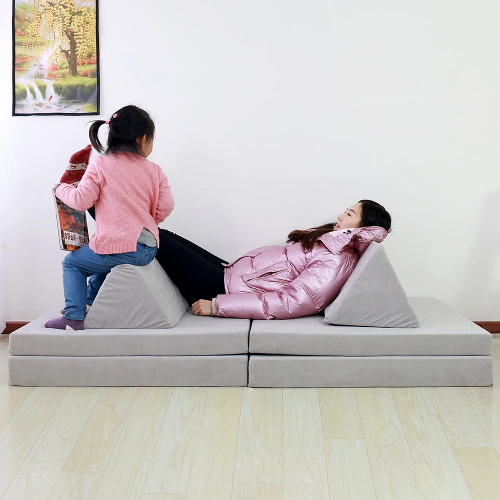 Wholesale Customization Design Convertible Modular Climbing Toddler Couch Children Play Foldable Kids Bed
