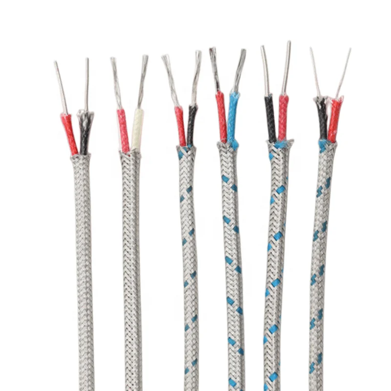 Stranded  Type K thermocouple wire metal braid Chromel Alumel thermo wire KX wire type K fiberglass insulated extension cable