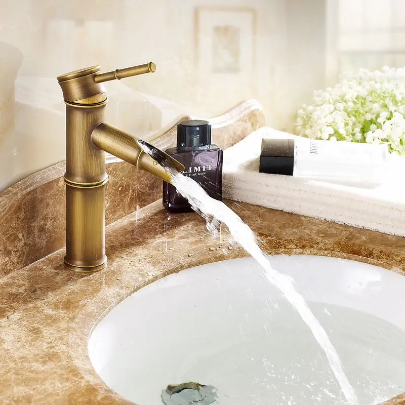 Antique brass bamboo design oil rubbed bronze basin faucet bathroom tap washing tap antique kitchen mixer