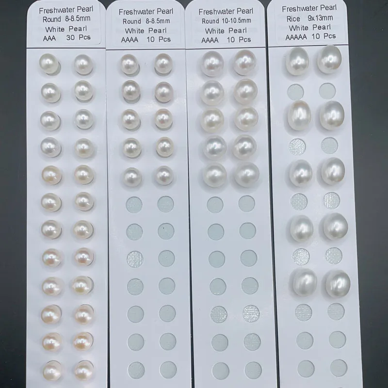 good Luster   4A full perfectly round real fresh water half drilled half hole freshwater loose pearl