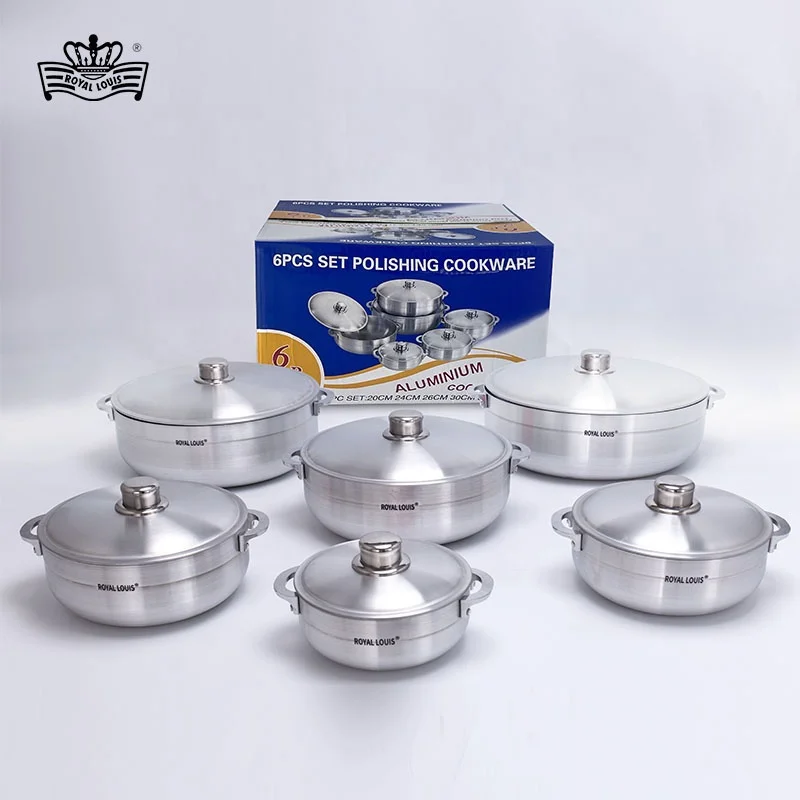 Hot Sale 6 Pieces Aluminum Cooking Pot Set Cheap Price Die Cast Casserole Forged Big Kitchen Nonstick  Pan Pot Cookware Sets