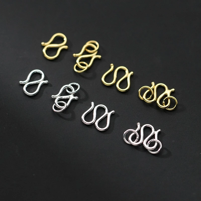 Excellent quality sterling silver S clasp wholesale diy jewellery material 925 silver bracelet necklace clasp