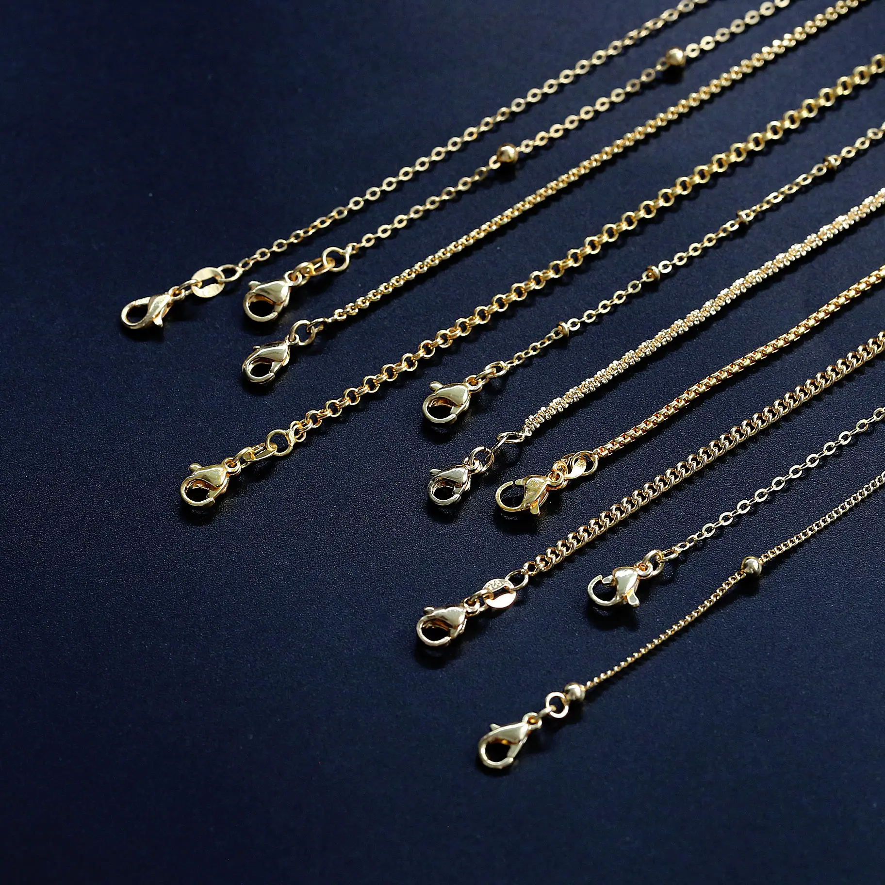 Exquisite Long Chain Stainless Steel Design 18K Gold Carat Necklace Pure Gold Plated Jewelry /
