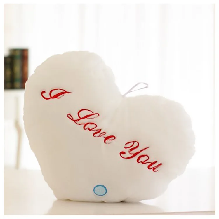 Colorful luminous love heart throw pillow decoration girl birthday gift plush toy