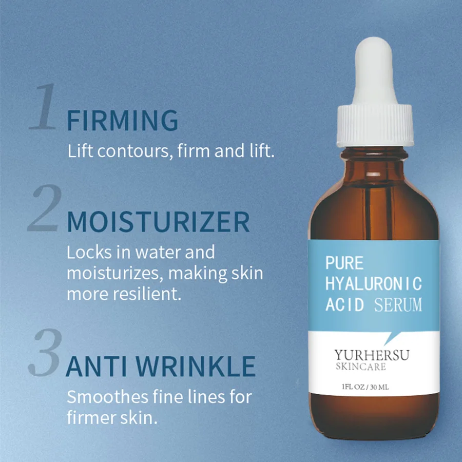 PURE HYALURONIC ACID SERUM 30mL Moisturize Brighten Firming Repair Skin Wrinkles Fine lines Natural Gentle Recipe Face Serum