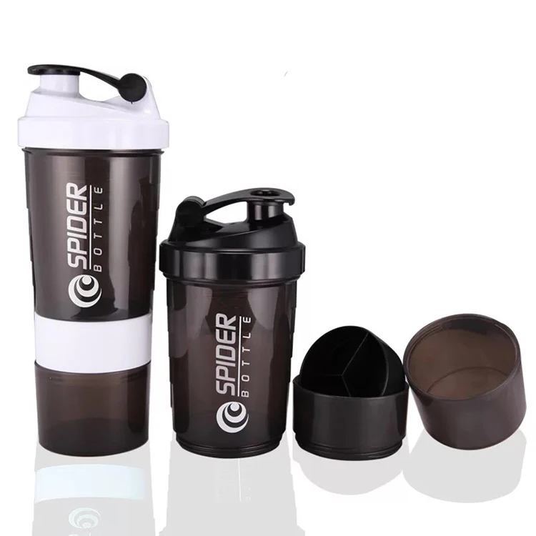 Protein Shaker Mixer Bottle Sports Fitness gym 3 Layers Multifunction 600ml BAP free Shaker Bottle