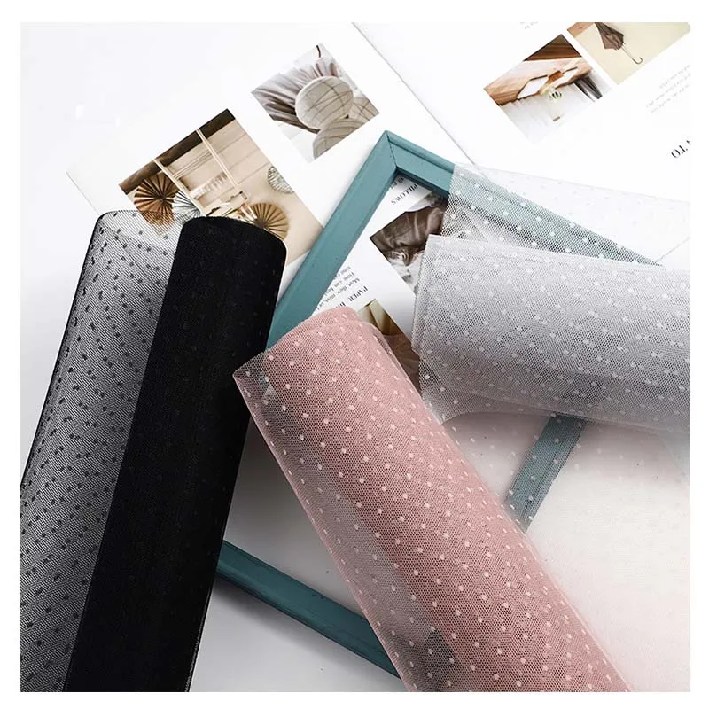 Wholesale 50cm*10y Dot Design Flower Wrap Paper Roll Floral Mesh