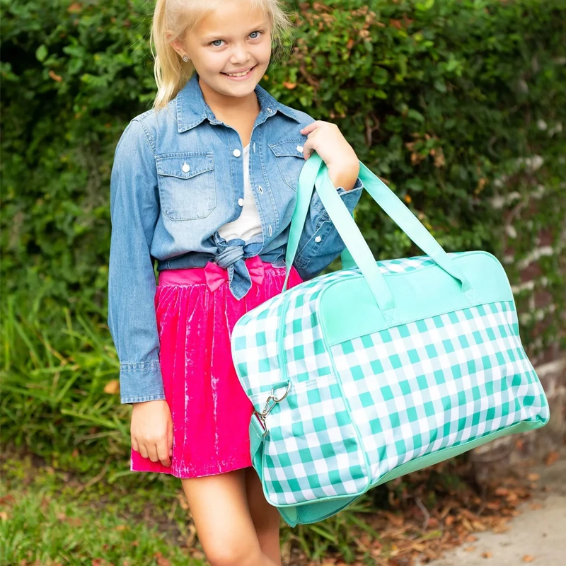 Персонализированные женские дорожные сумки с монограммой клетчатая нейлоновая детская дорожная сумка