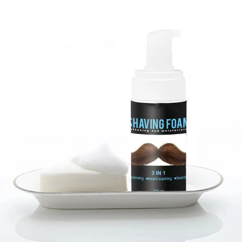 Private Label 100ml Organic Beard Shaving Foam Softening And Moisturizing For Men Beard Wash Shampoo Bottle