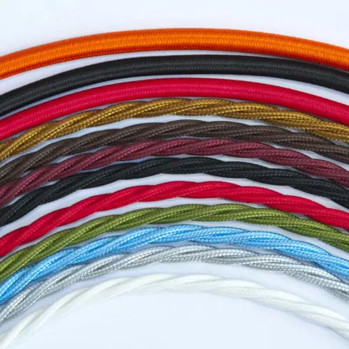 Vintage Edison bulb Accessories Colorful Electrical Wire 0.75mm* 2 core / 3 core Textile Cables/Fabric Cable Cotton Cords Wires