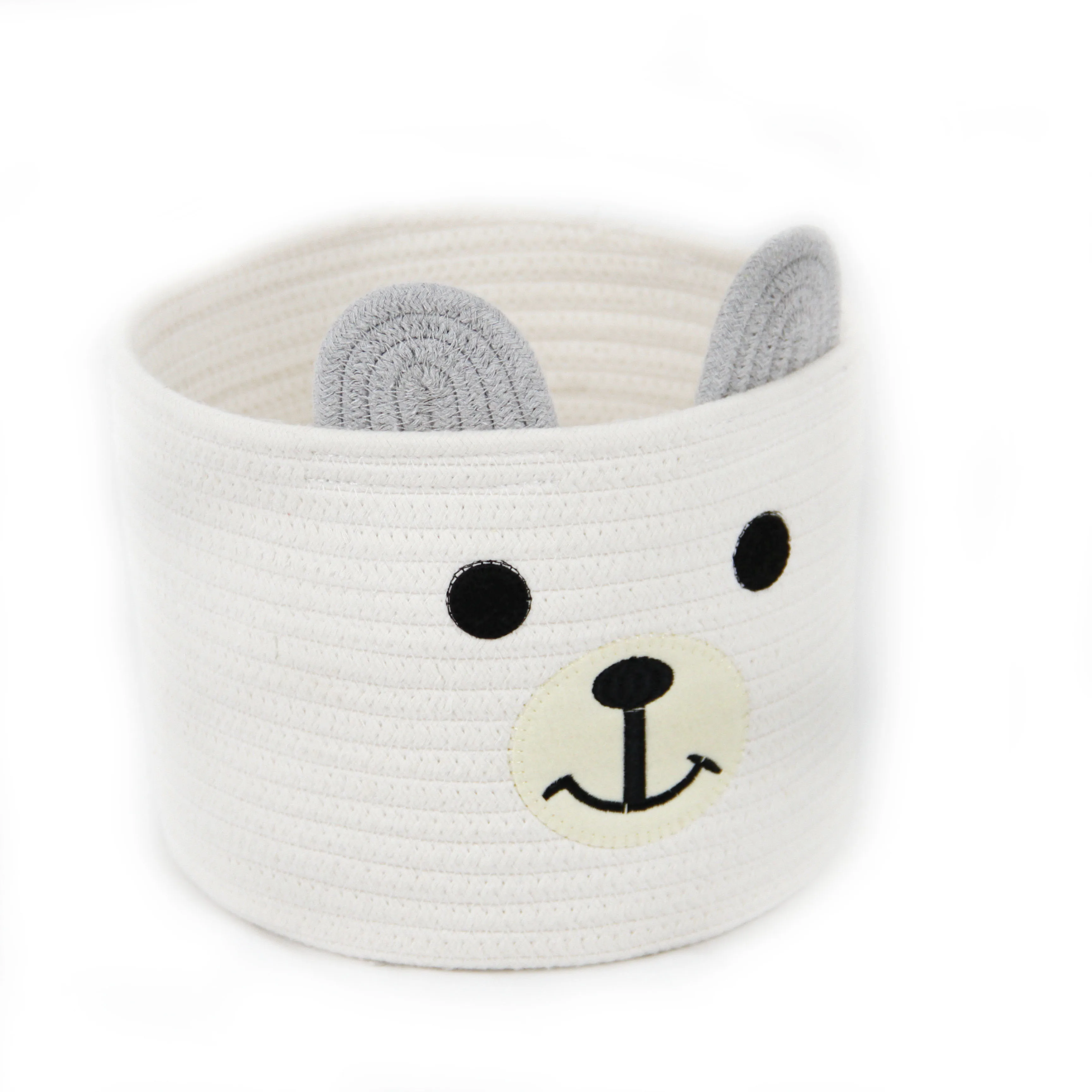 Baby Laundry Basket Bear Decorative Cotton Rope Toy Storage Basket Woven Baby Nursery Hamper