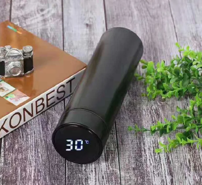 
LED Water Drinking Bottle with Temperature Display Temperature Display Lid Stainless Steel water bottle 