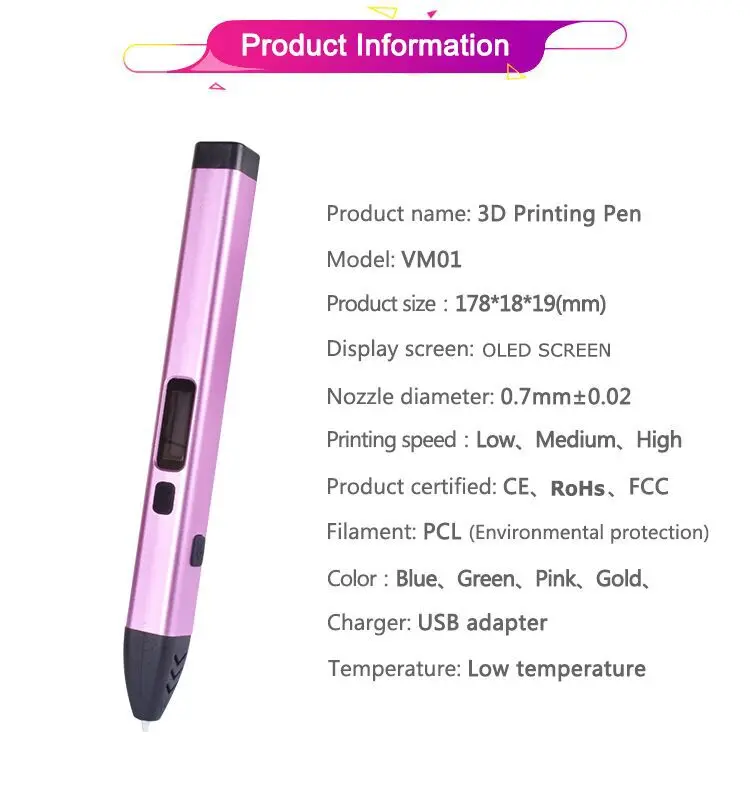 3d Pen Diy Plastic Filament Creative Toy Gift 3d Printing Pen For Kids Drawing 3d  Pen Drawing