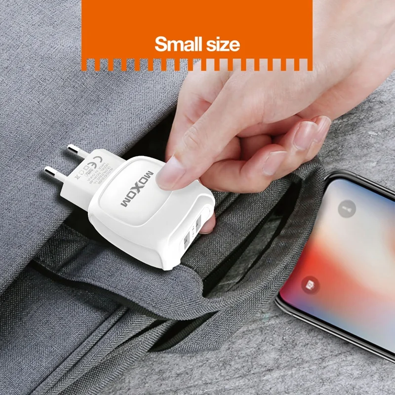 MOXOM Trending Product 2 USB Ports Wall charger set 2.2A Phone Charger Plug For iPhone with Cable