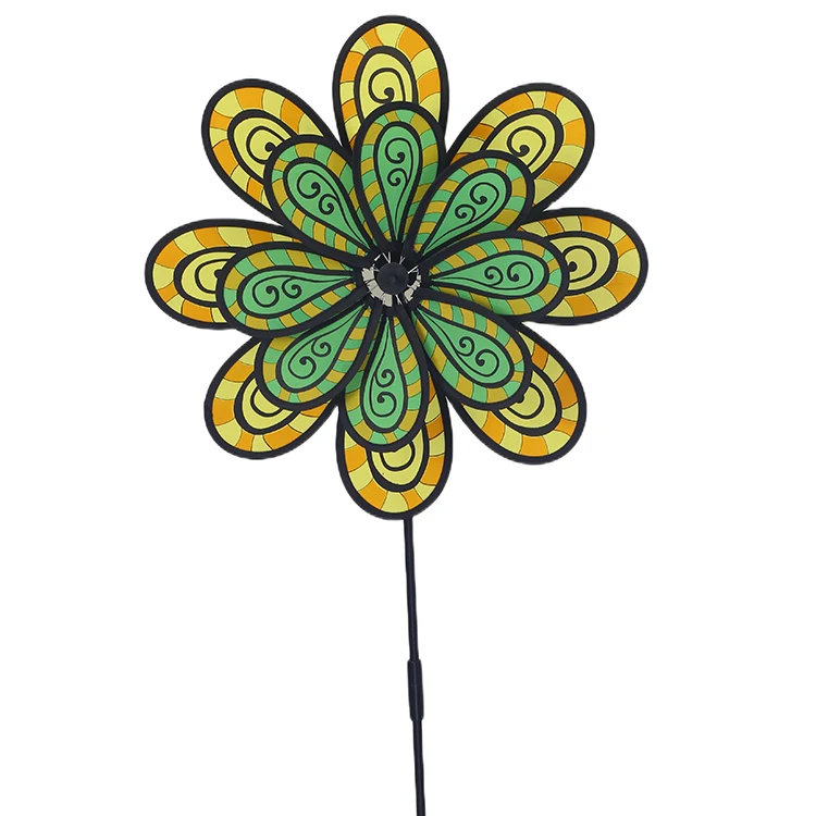 BAILING Rainbow Pinwheel Triple Wind Spinner Windmill Kids Outdoor Colorful Toys Windmills For Sale